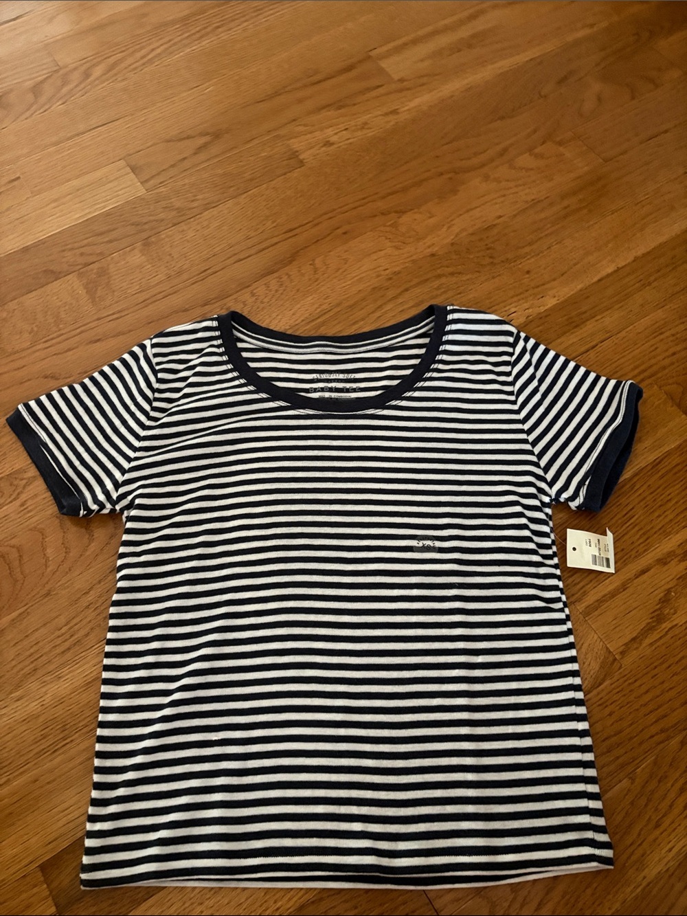Aeropostale Navy & White Striped Crop Tee